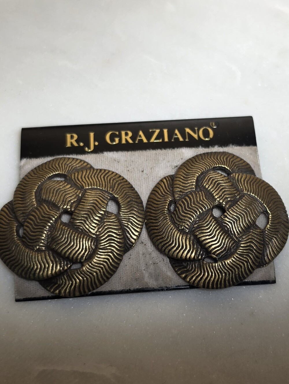 R.J. Graziano Bronze Antiqued Gold Tone Vintage Clip Earrings